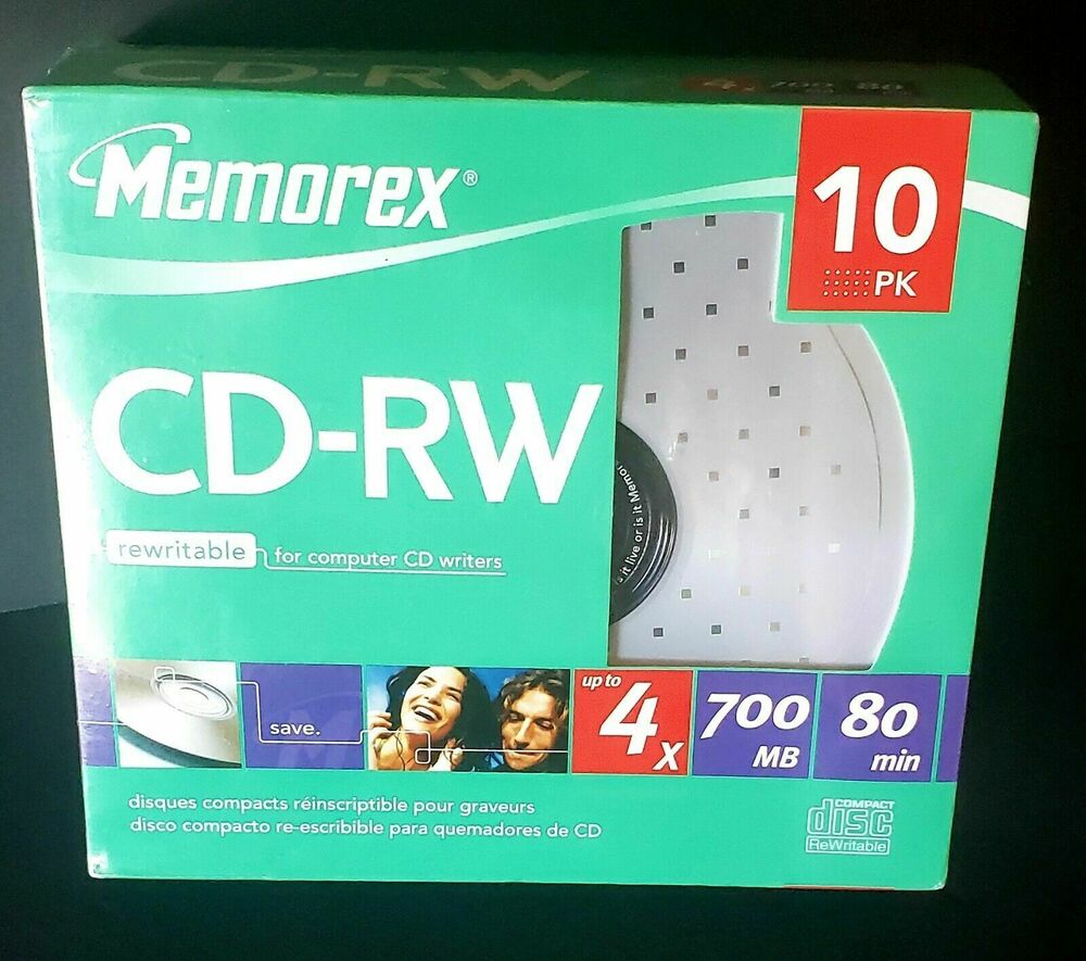 Memorex CD-RW 10 Pack 4X 700MB 80 Min Compact Discs Rewritable Brand New SEALED